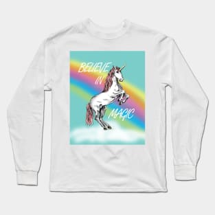 Unicorn Believe In Magic Long Sleeve T-Shirt